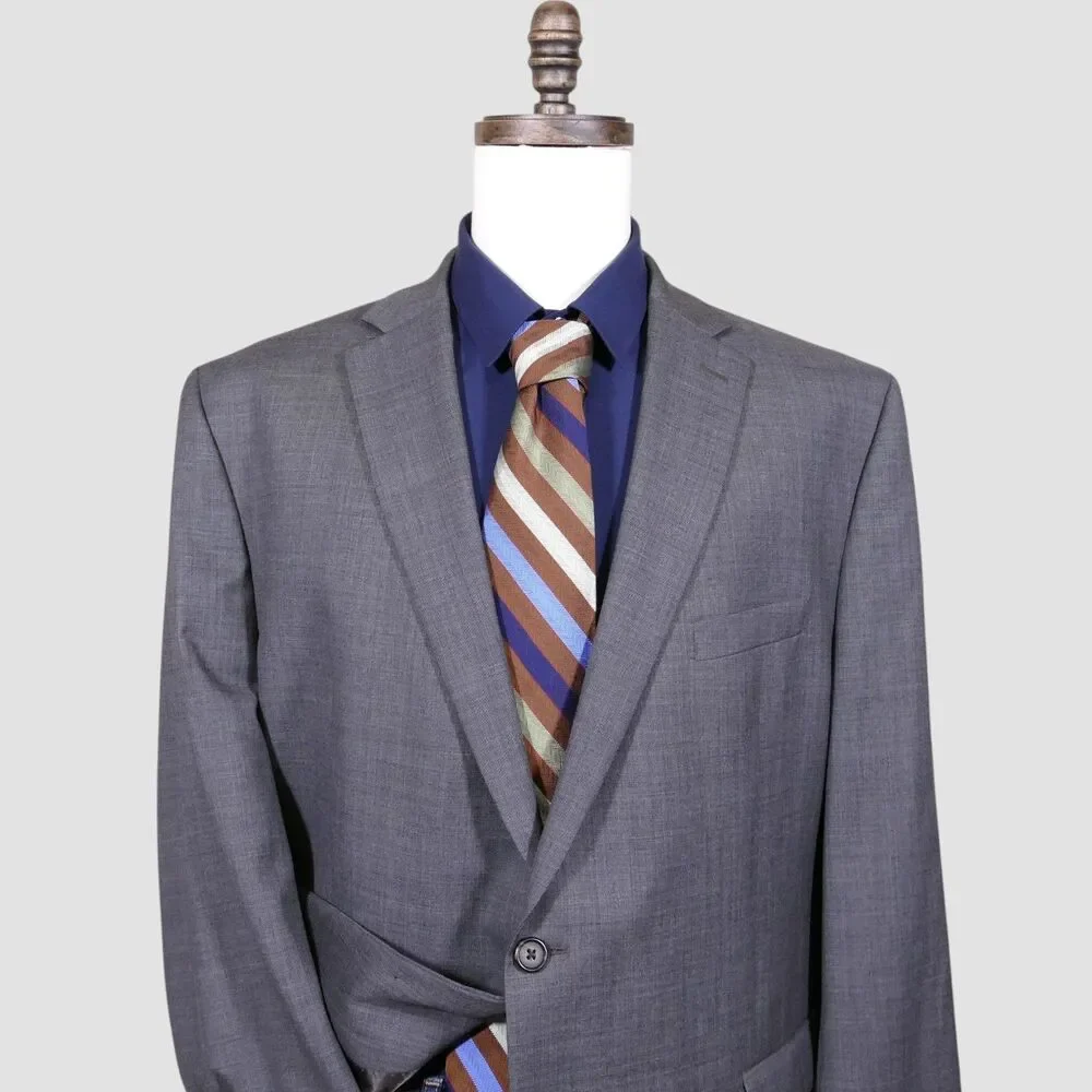 Lauren Ralph Lauren Sport Coat Blazer Mens 48R Gray Two Button 100% Wool